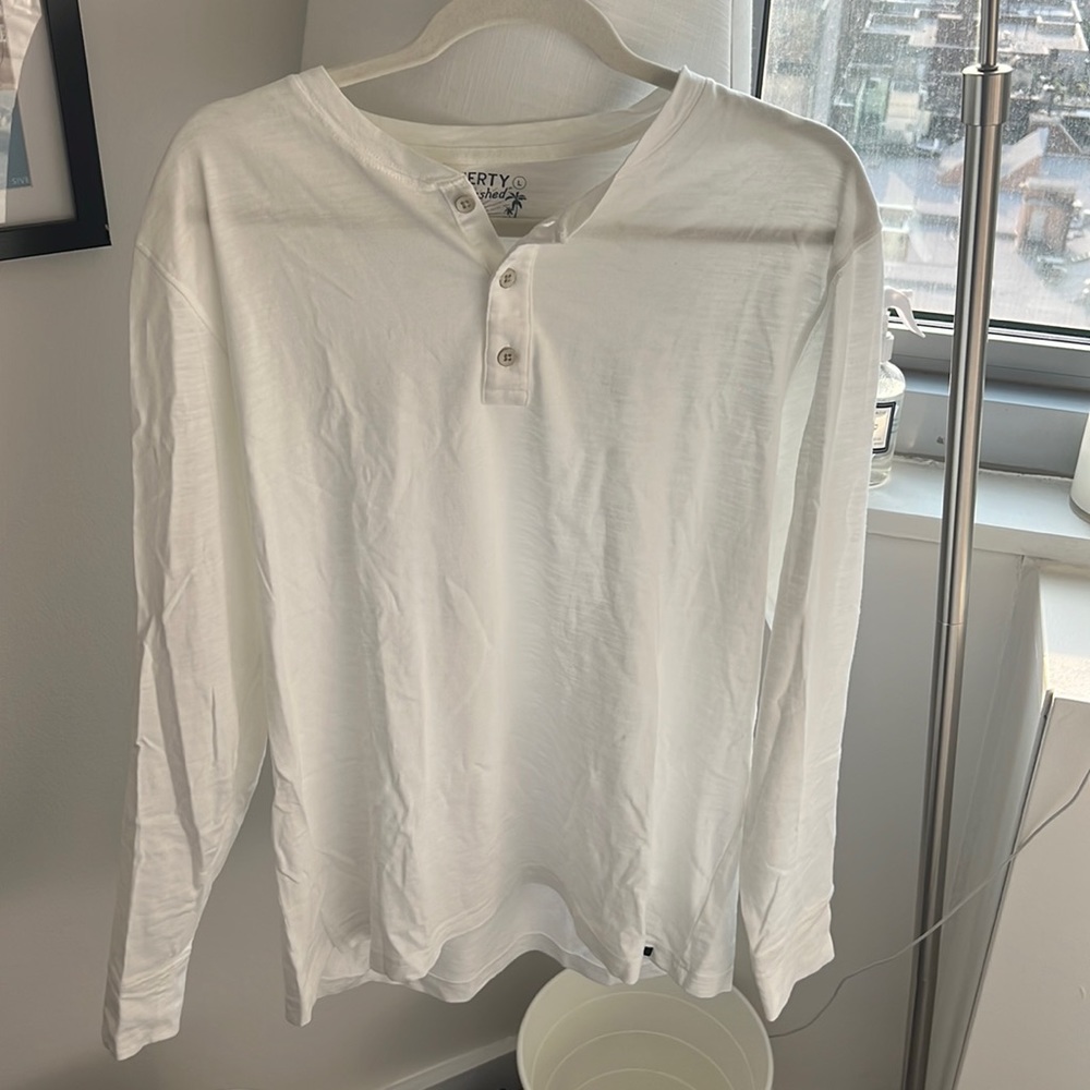 Faherty Sunwashed Long Sleeve Henley, White